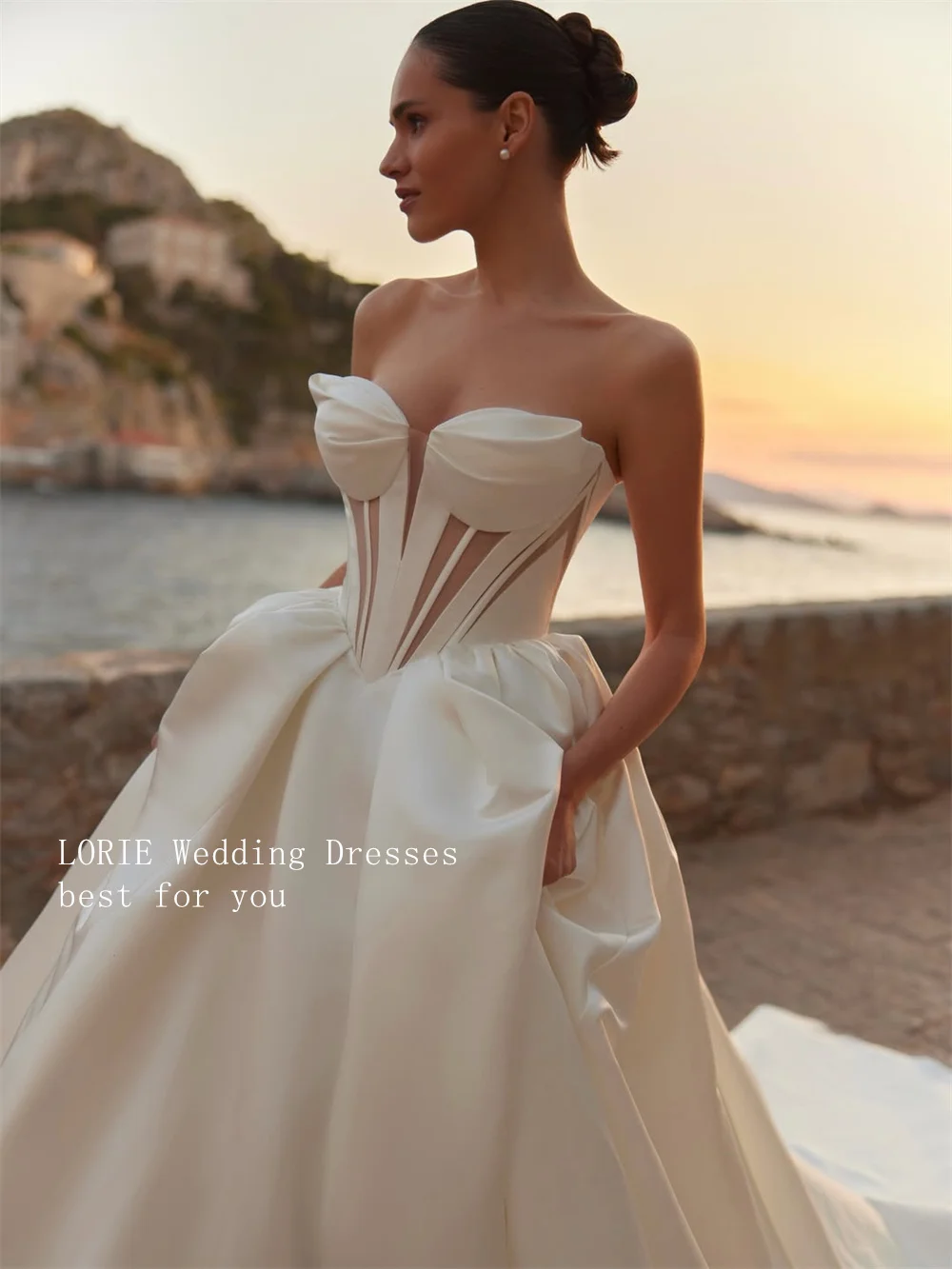 

LORIE Luxury A Line Civil Wedding Dress Gala Sweetheart Bridal Dresses Noval Sleeveless Engagement Wedding Gown Customized 2026