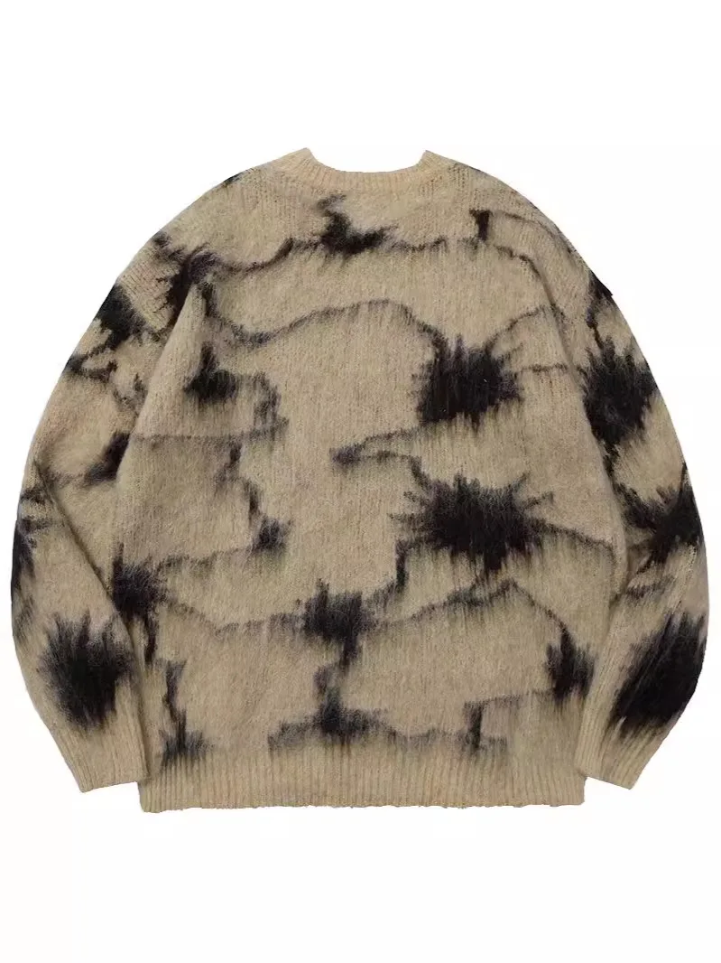 Y2K アメリカンレトロ秋と冬ルーズプルオーバー快適なカジュアルカラーブロック毛皮のようなファッショントレンド長袖ニットセーター