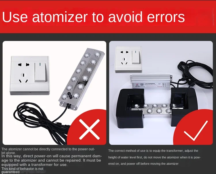 Humidificateur à ultrasons avec alimentation, 10/12 têtes, plaque d'atomisation, brumisateur de pulvérisation industriel, piscine de paysage, sécuritaires à poissons