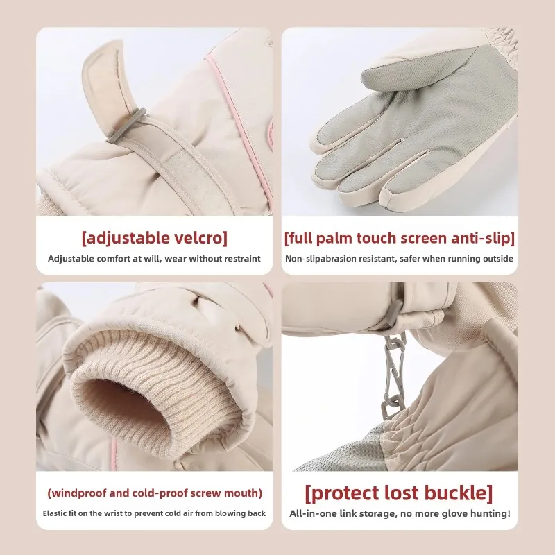 Warme Handschuhe für Damen im Winter, verdickt und plüschig, um Kälte zu verhindern. Winterfahrradhandschuhe