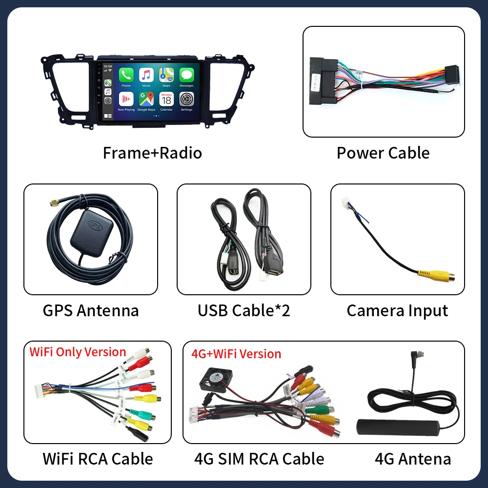 Car Radio Android16 Carplay Auto For Kia Carnival YP Sedona 2014 2015 2017 2018 -2020 Multimedia Player WIFI+5G DSP Stereo 2 Din