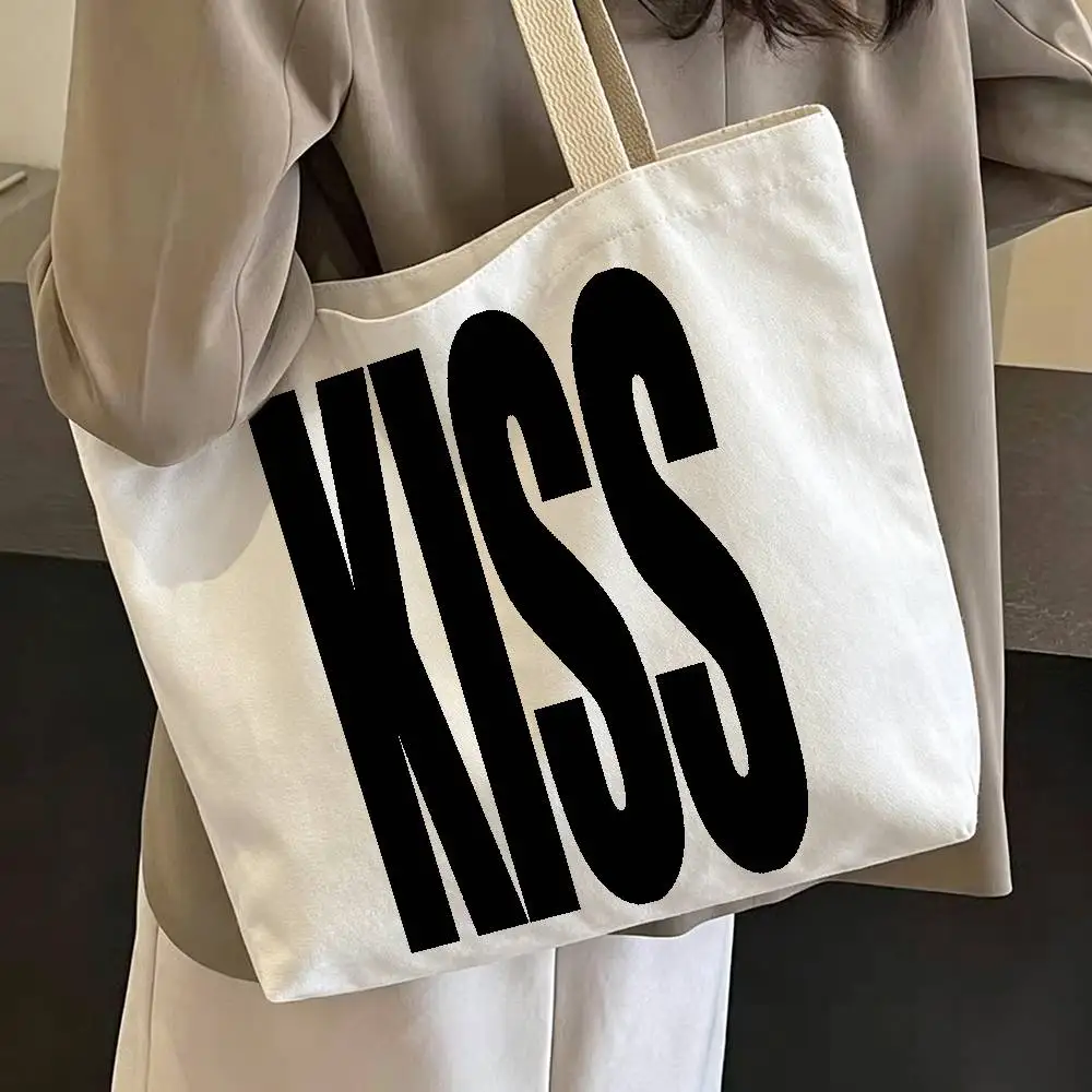 kiss or sex Print Bag Eco Shopper Cotton Jute Bag Reusable Bag Foldable Reusable Sac Tissu