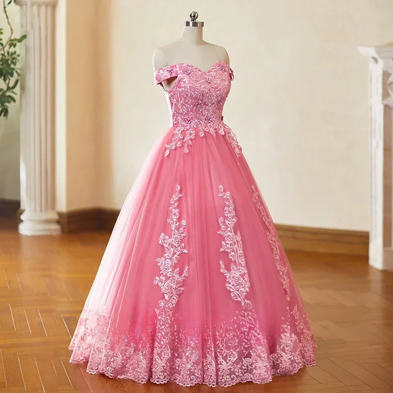 

Evening Dress for Women 2025New Banquet Style Adult Ceremony Host Glitter Art Exam Dress Elegant Style Round Breasted Long Dress