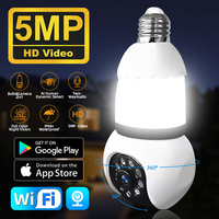 5MP E27 Bulb Camera Wifi Surveillance with LED Bulb HD PTZ 8X Zoom Smart Home Tracking Two-way Audio Night Vision Wireless Cam