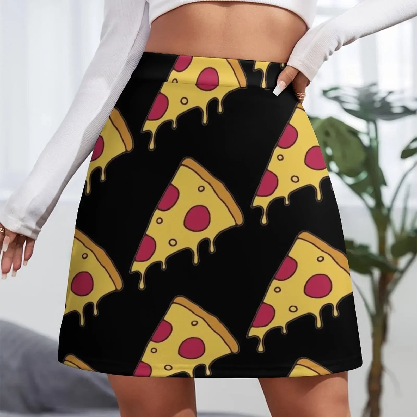 Pizza, Pizza, Everywhere Mini Skirt mini denim skirt korean luxury clothing 90s vintage clothes rave outfits for women