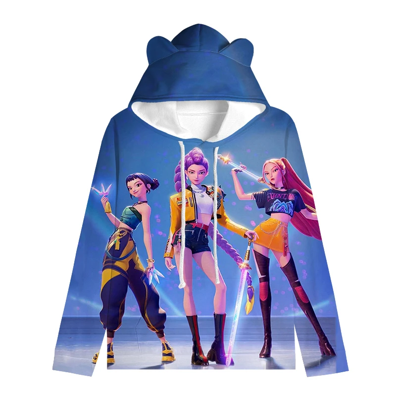 KPop شيطان الصيادين القط الأذن هوديس زوي رومي ميرا الكرتون البلوز الاطفال الملابس هنتركس الأطفال البلوز الفتيات بلايز عادية