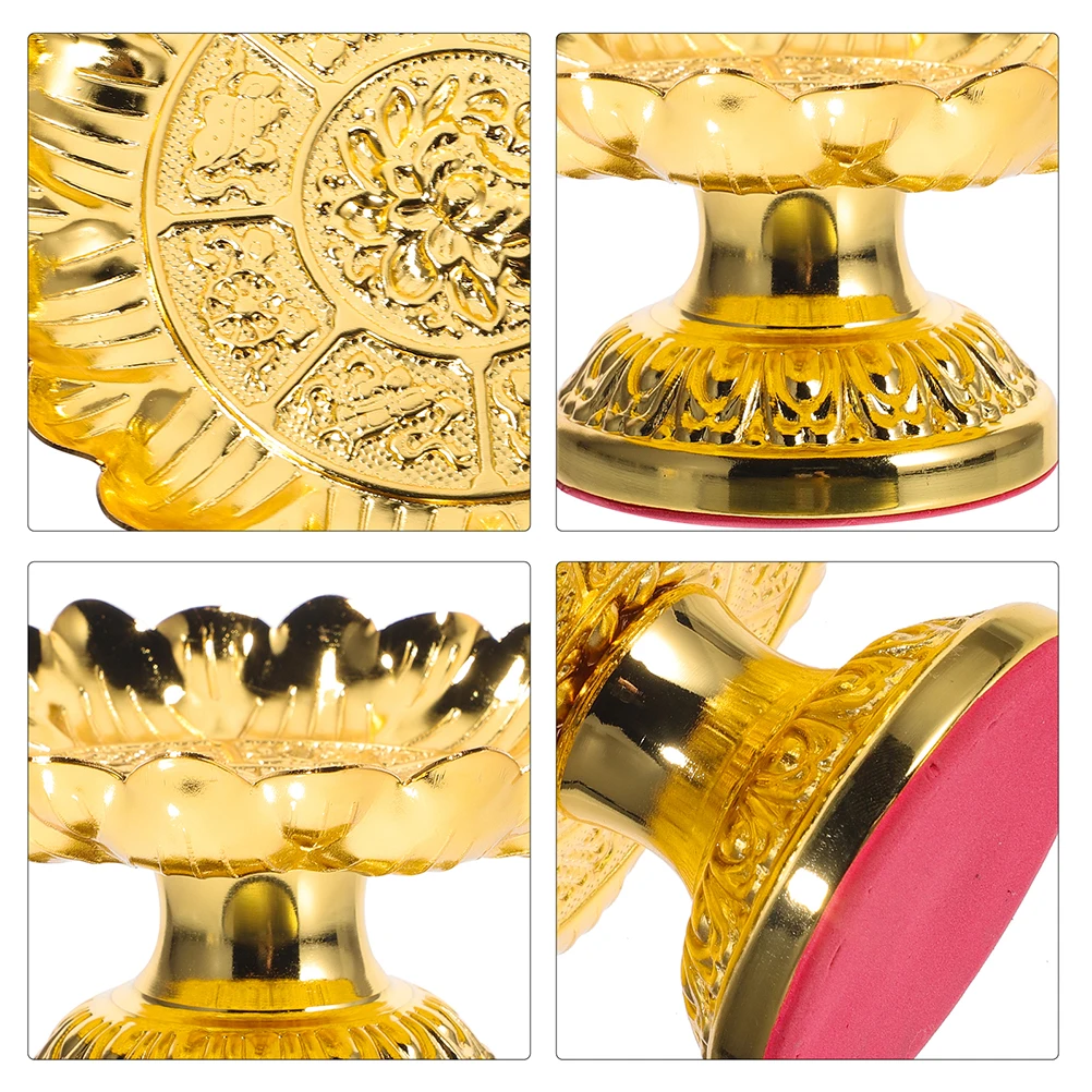 

Lotus Fruit Snack Offering Plate 7 Inches Alloy Tribute Dish for Temple Worship Supplies Decorative Tray