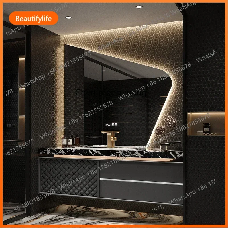 10 otel wind oak rock slab seamless bathroom cabinet hand wash cabinet combination bathroom integrated basin new