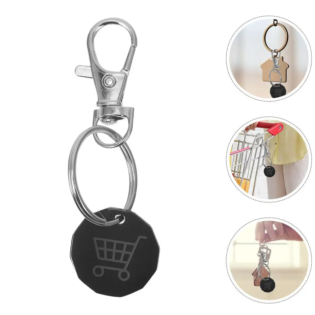 Shopping Cart Pendants Token Key Trolley Tokens Holder Quarter Keychain Keyring with Keychains Chip Stainless Steel