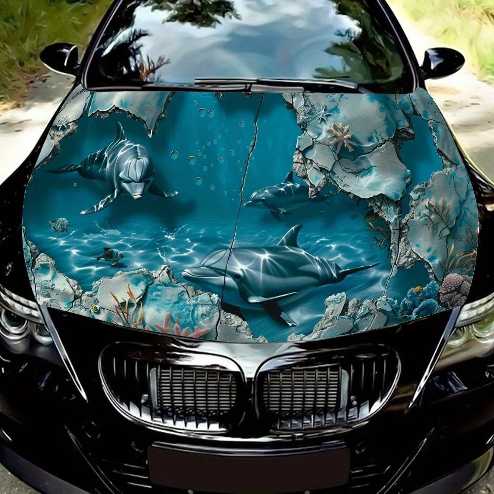 

Эко-наклейки на капот автомобиля с рисунком дельфина, водонепроницаемые самоклеящиеся, устойчивые к царапинам, легко приклеиваемые, прочные автомобильные наклейки из ПВХ
