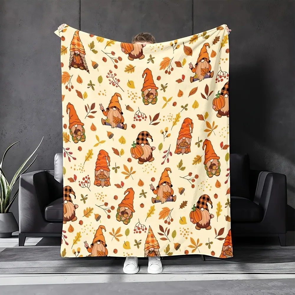 

Cream Thanksgiving Autumn Pumpkin Maple Leaf Dwarf Flannel Blanket Soft, Warm and Comfortable Sofa and Chair Blanket