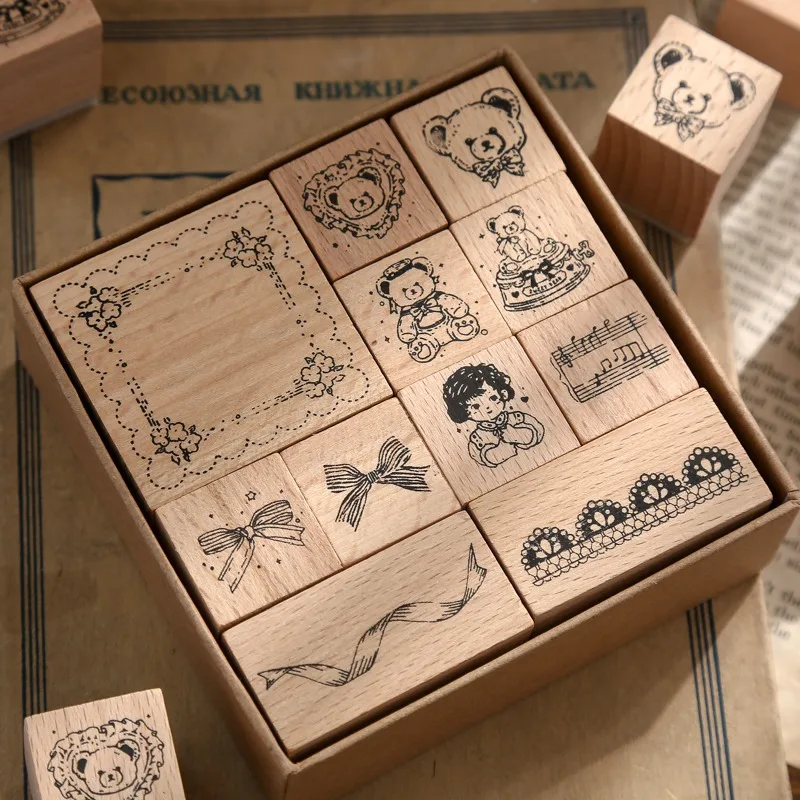 

Cute Cartoon Bear Wood Stamp Scrapbooking Crating Supplies Card making Journaling Deco DIY Hobby Lace Wooden Rubber Seal