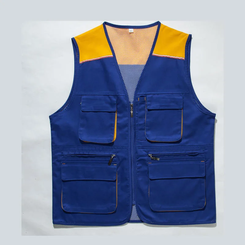 5XL Baggy Patchwork Multi Pockets Cargo Waistcoat Work Wear Clothes Photographer Vest Overall Customized Logo Sleeveless Coat