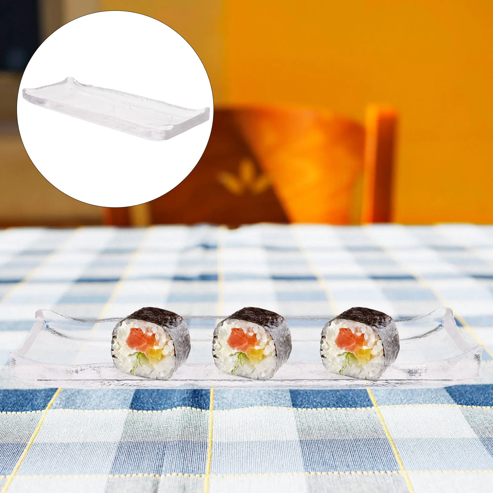 

Transparent Oblong Glass Food Serving Plate Japanese Rectangular Tray Kitchen Tableware Dish for Dining