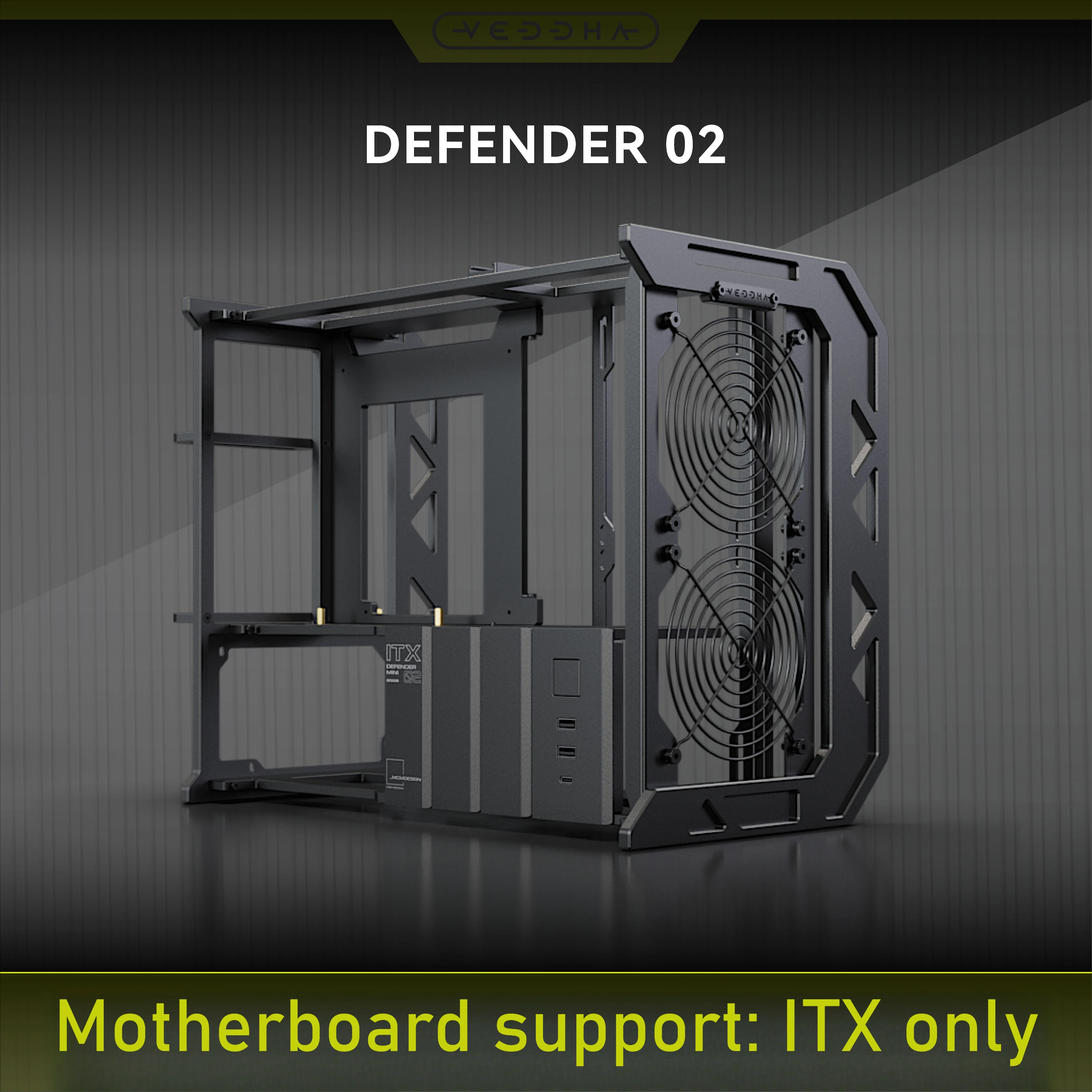 Defender Mini 02 CNC Aluminum Open-Frame Case - ITX-Only Modular Water Cooling Cabinet for MOD Gaming PCs