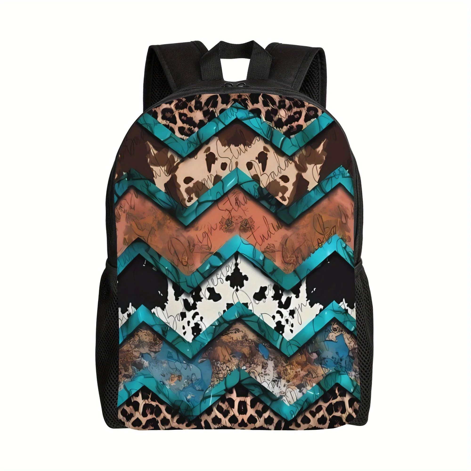 

Western Cattle and Sunflower design backpack with zipper closure, spacious and thickened design, suitable for travel, sturdy