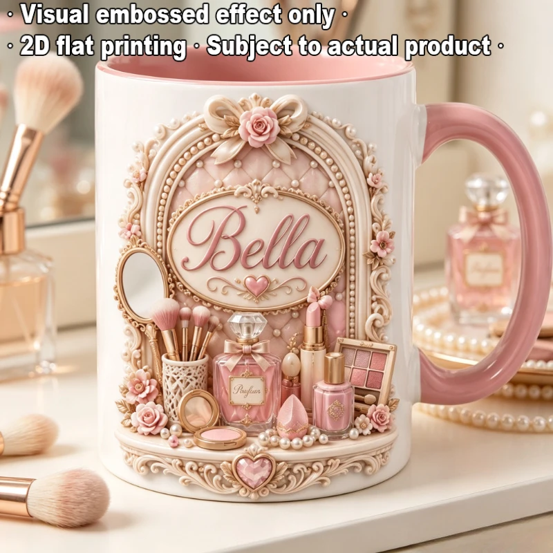 Personalized 2D Printing Makeup Coffee Mug Custom Name Ceramic Cup Microwave Safe Kitchen Accessory Gift for Cosmetic Lovers Bir
