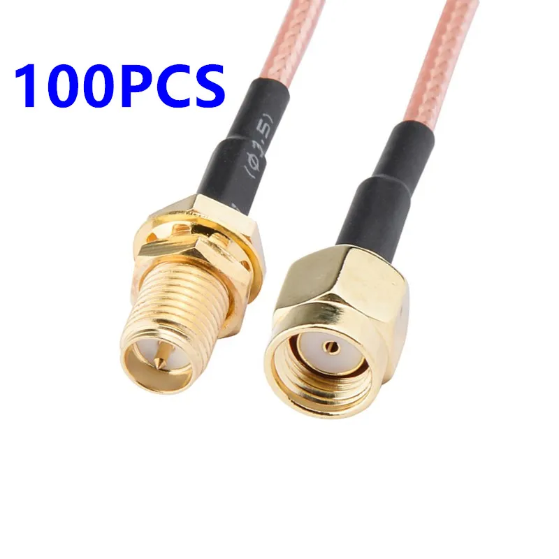 

100PCS RP SMA Male To RP SMA Female Connector Plug RPSMA Nut Bulkhead Extension RF Coaxial Coax Jumper Pigtail RG316 Cable