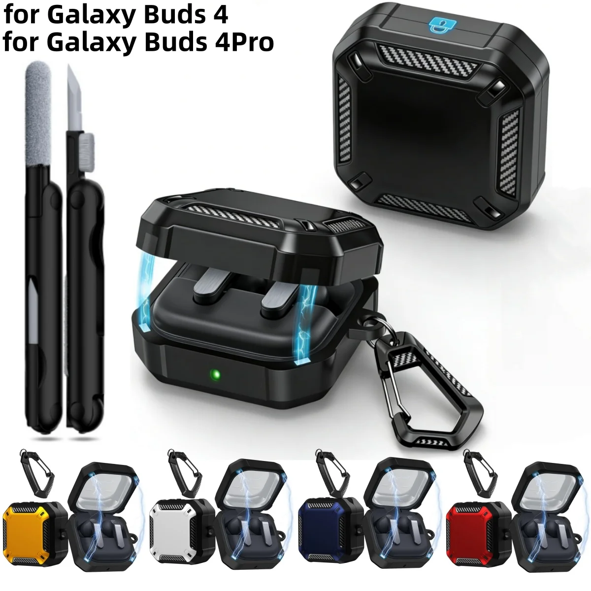 For Samsung Galaxy Buds 4 & Galaxy Buds 4Pro (2026) with Magnetic Closure Carbon Fiber Texture Case For Samsung Galaxy Buds 4Pro