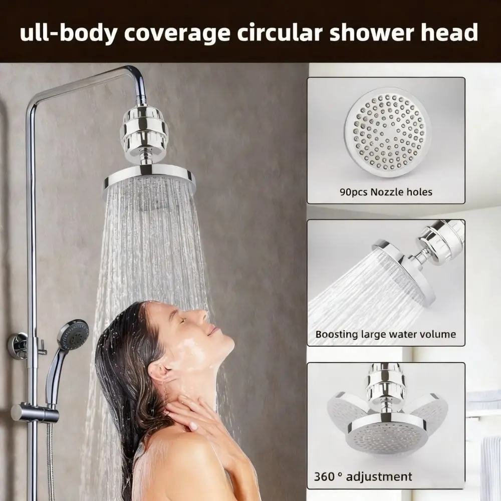 

360° Adjustable Shower Water Purification Filter Reduce Skin Dryness Adjustable Nozzle Shower Head Filter Hard Water Filter
