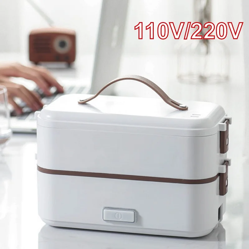 

110V Electric Lunch Box 304 Stainless Steel Office Insulated Lunch Box Multifunctional Hot Rice Cook Lunch Box Food Heater 800ml