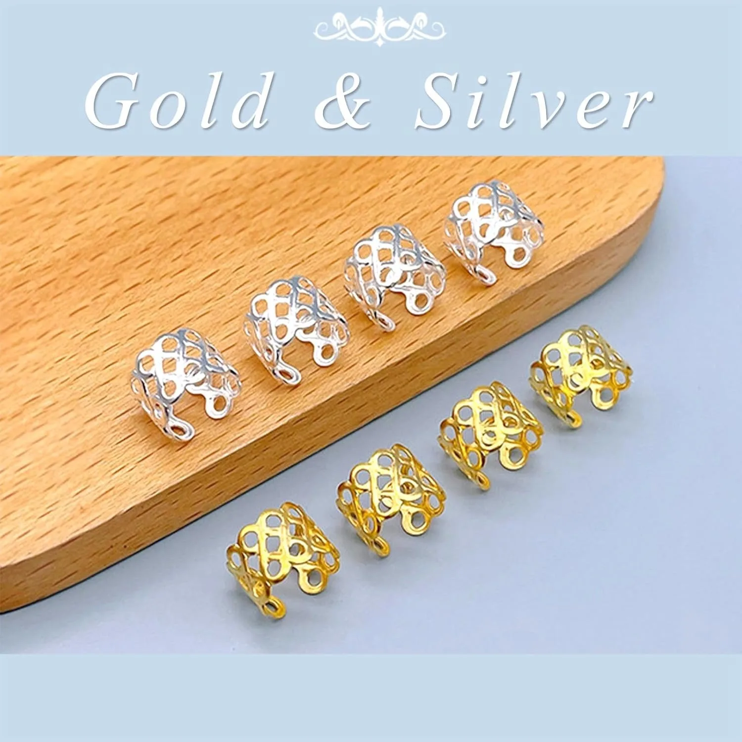 

Hollow Dreadlock Braid Rings Set Hair Extension Loops Decorative Cuffs Afro Hair Accessory 42pcs