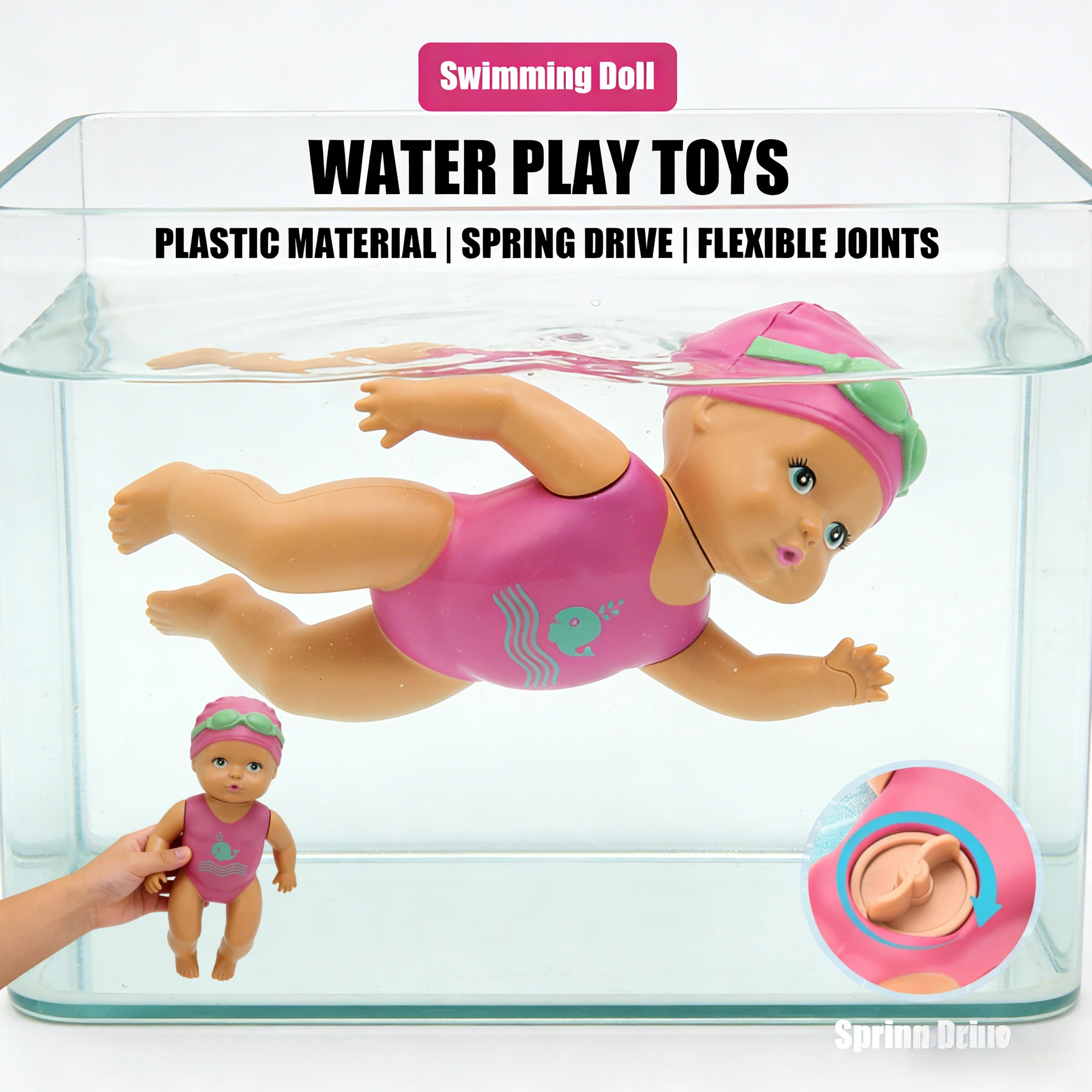 

Children's Bathroom Bathtub Toy Mini Swimming Doll Baby Bath Toy Winding Automatic Swimming Doll Parent-child Interactive Puzzle