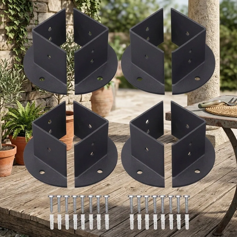 Carbon Steel Post Base Brackets for Pergolas Adjustable Fit for Various Sizes with Simple Installation Instructions