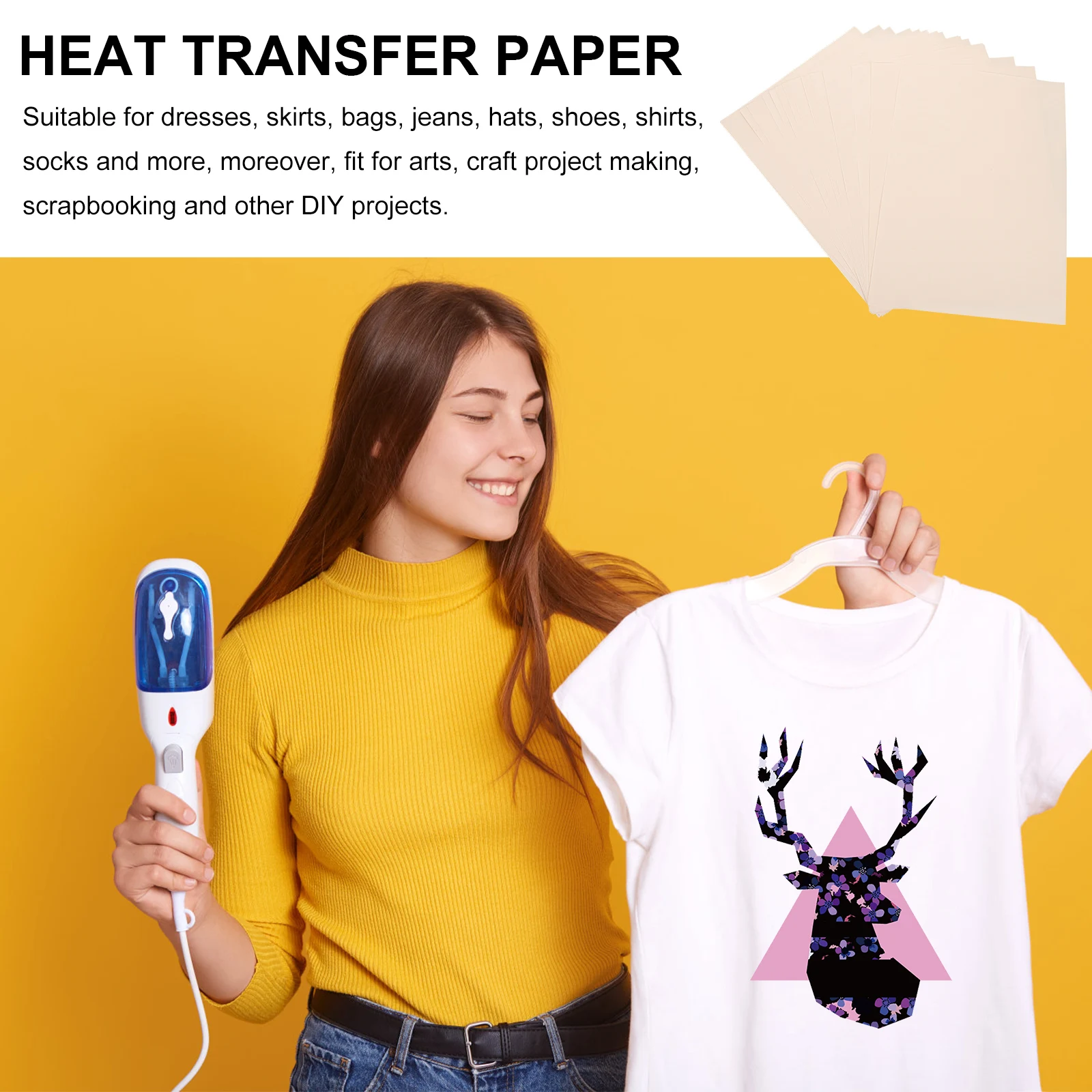 

100 Sheets Heat Transfer Paper Odorless Sublimation Sweatshirt Transfers Tear resistant Premium Craft Fabric Printing T