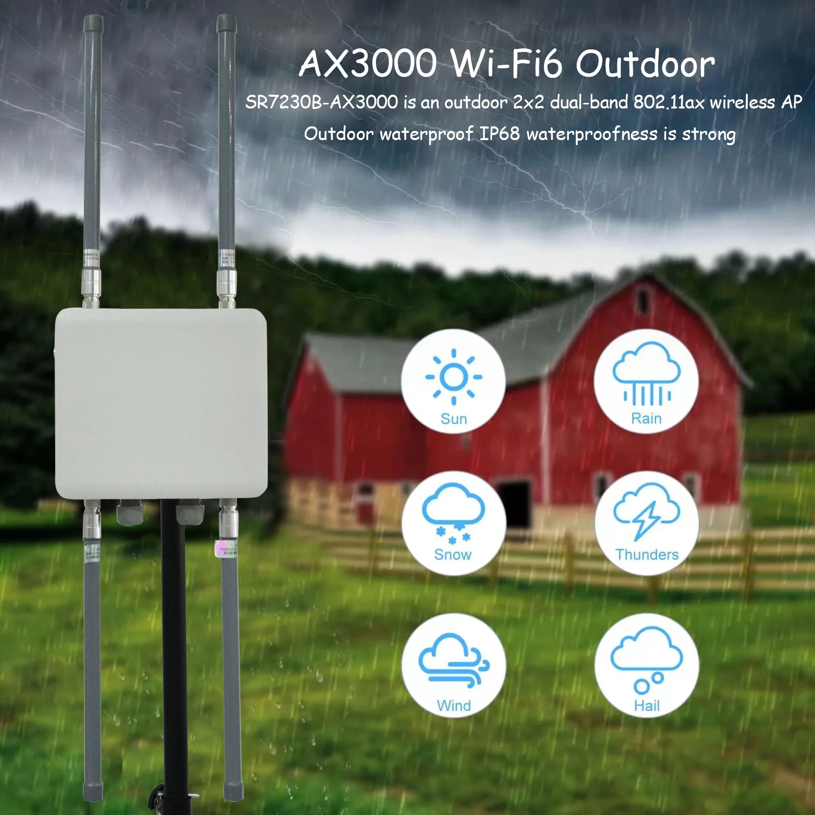 Outdoor Waterdichte Dual Band 2.4G & 5.8G 802.11ax AX3000 Draadloze AP Lange Afstand Router Extender 6E Wifi6 CPE