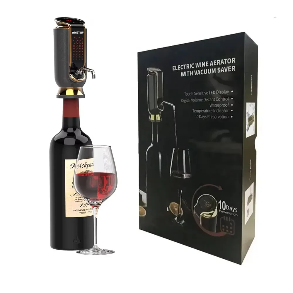 In stock Luxury Portable Rechargeable Electric Wine Aerator Pourer Automatic Electric Wine Decanter For 30 Days Preservation