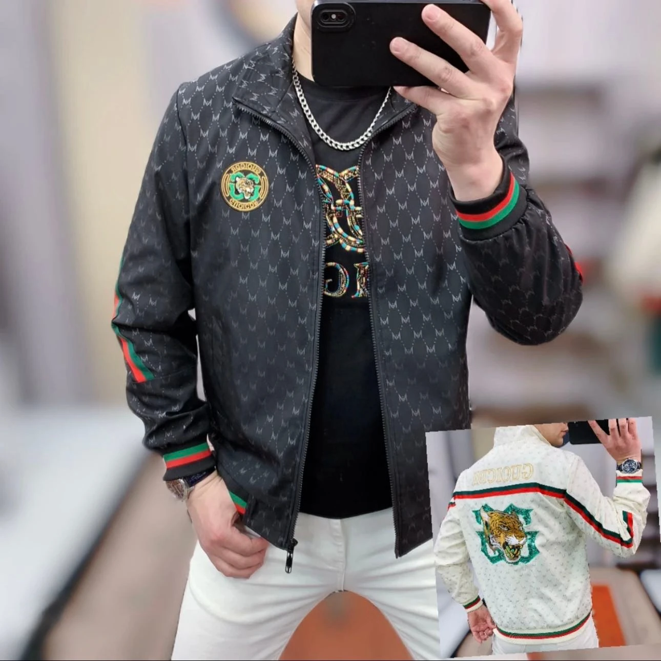 

Spring New Sle Men's Slim Fit Embroidered Jaet Casual Faionable Youth Outerwear Top Trendy M Zipper Closure Coat