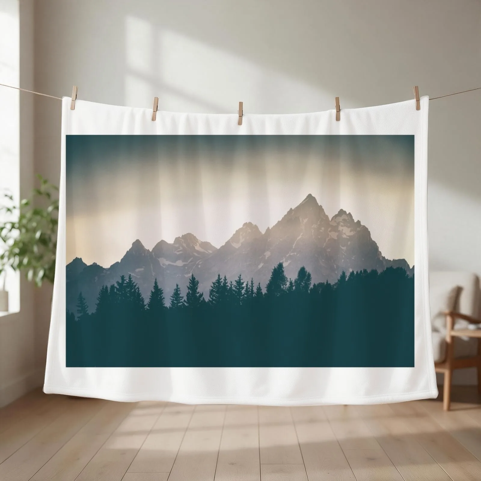 Grand Tetons Throw Blanket couch cozy soft plush fuzzy picnic outdoor blanket