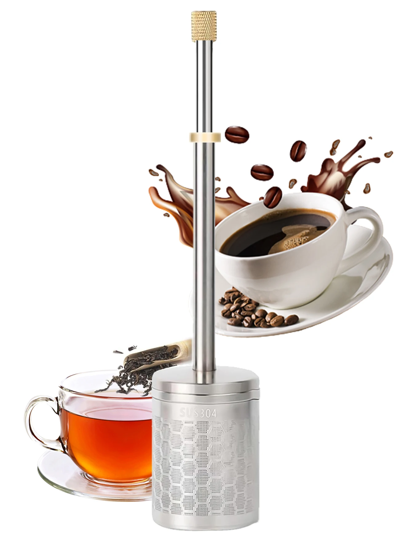 Leeseph Tea Infuser Tea Strainer Tea Infusers For Loose Tea Stainless Steel Coffee Filter and Tea Press Maker for Trips