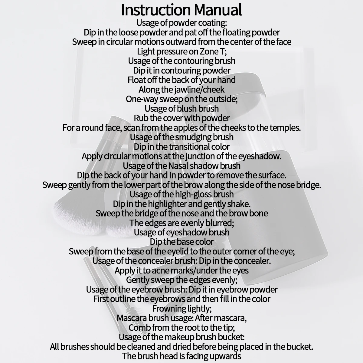 10 個の柔らかい毛のミニメイクブラシ多目的メイクアップセット + 1 個の大容量カバー付きメイクブラシ収納バケツ