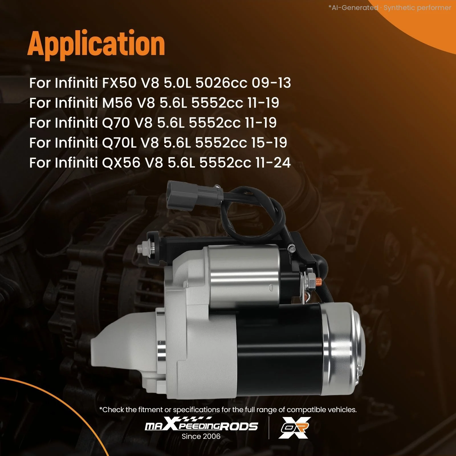 Starter Motor for Infiniti M56/QX80 V8 5.6L 11-24 19068S Clockwise 9T view 5