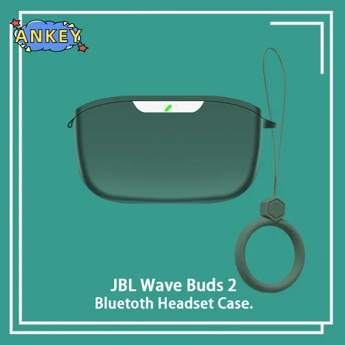 Imagen 2 del producto Funda para JBL Wave Buds 2, funda protectora con anillo, anticaída, de silicona suave, inalámbrico, Bluetooth, transporte