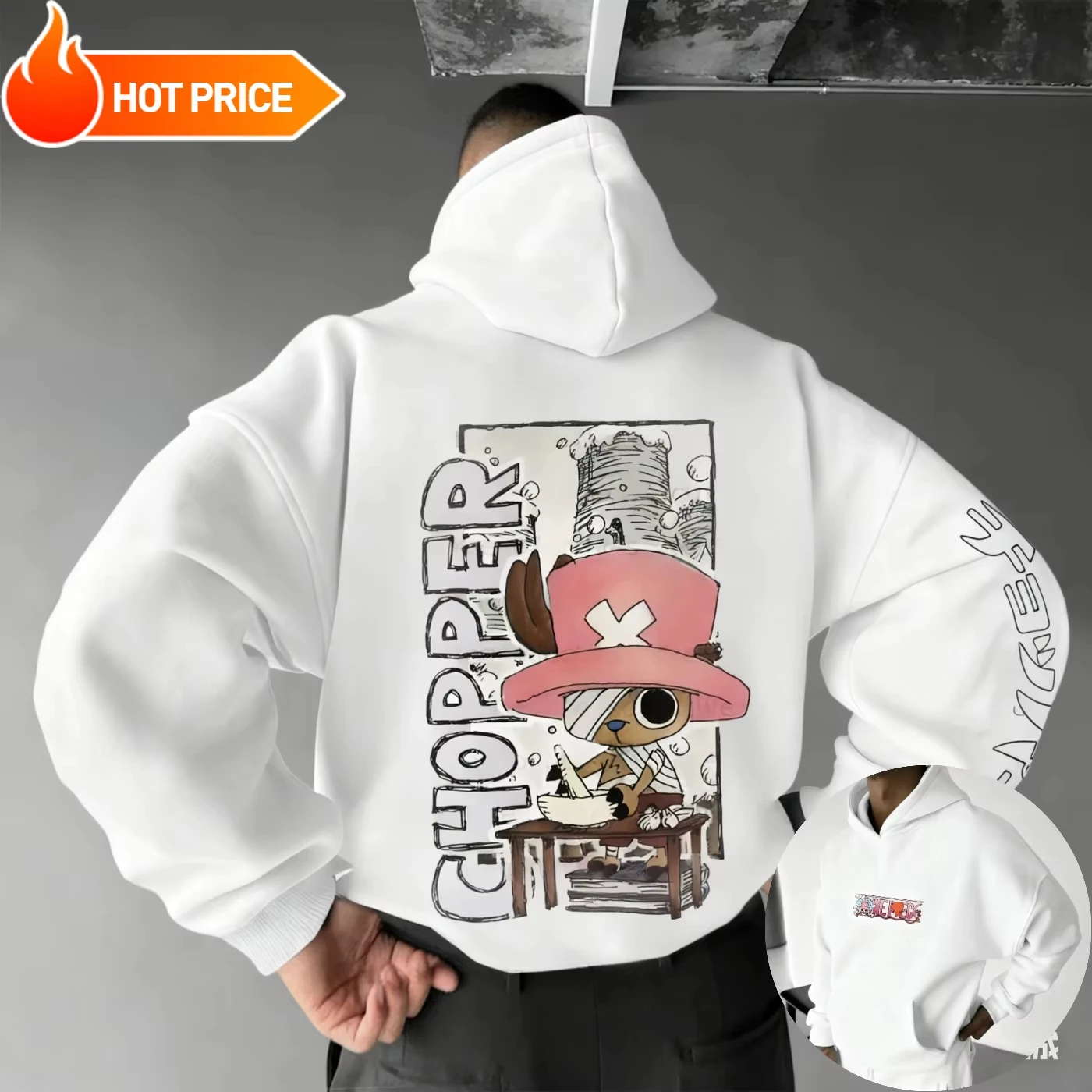 

One Piece 2026 Новый популярный Chopper Harajuku Аниме Уличная одежда Винтажная зимняя толстовка большого размера для мужчин и женщин Толстовка с капюшоном Топ Y2k