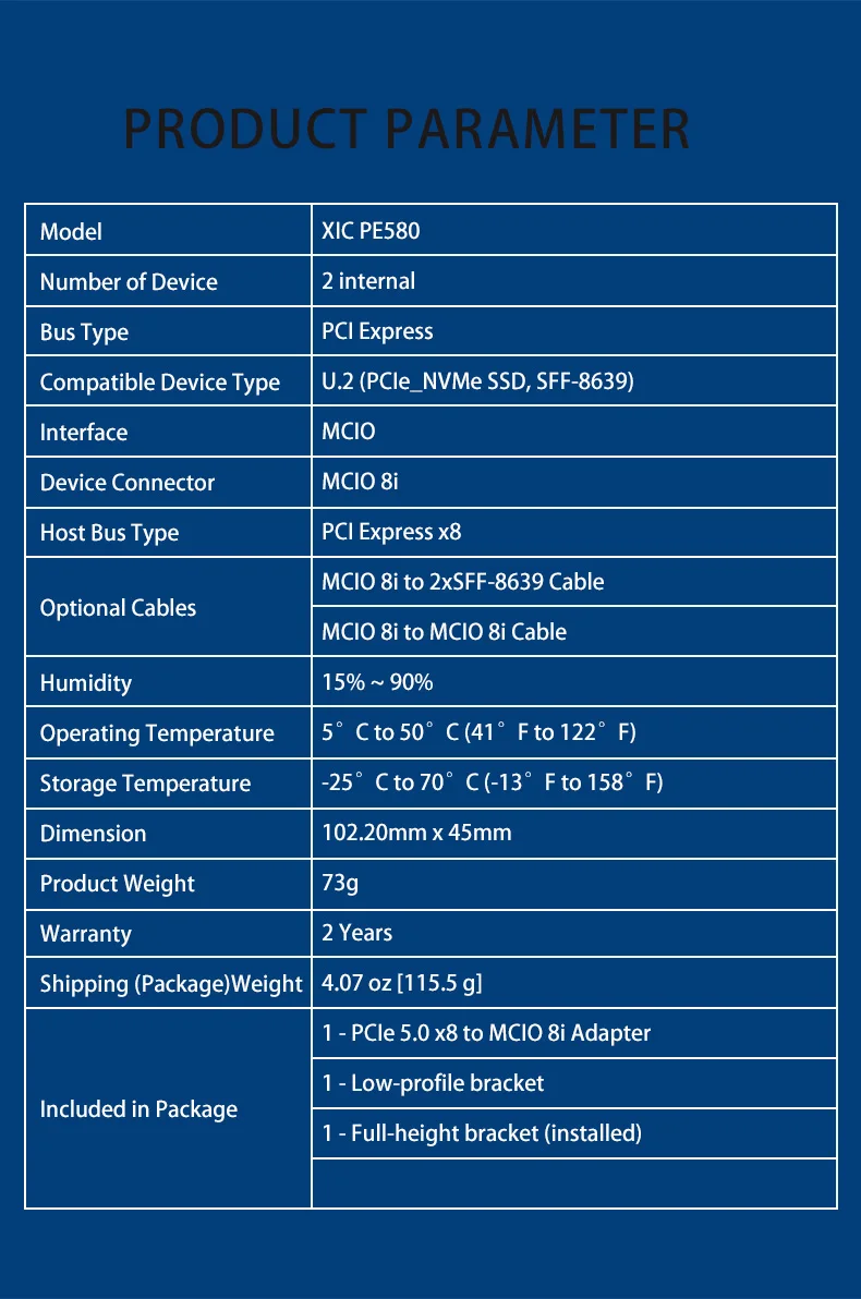 PCIe5.0 X8 zu MCIO 8i NVMe Adapter – Detail 4