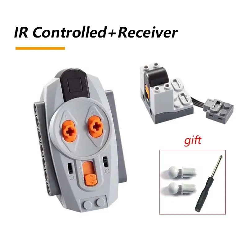 Caja de batería de Motor técnico, piezas de funciones de potencia, velocidad IR, Servo receptor de luz, aplicación PF, Control remoto, bloques de construcción de coche