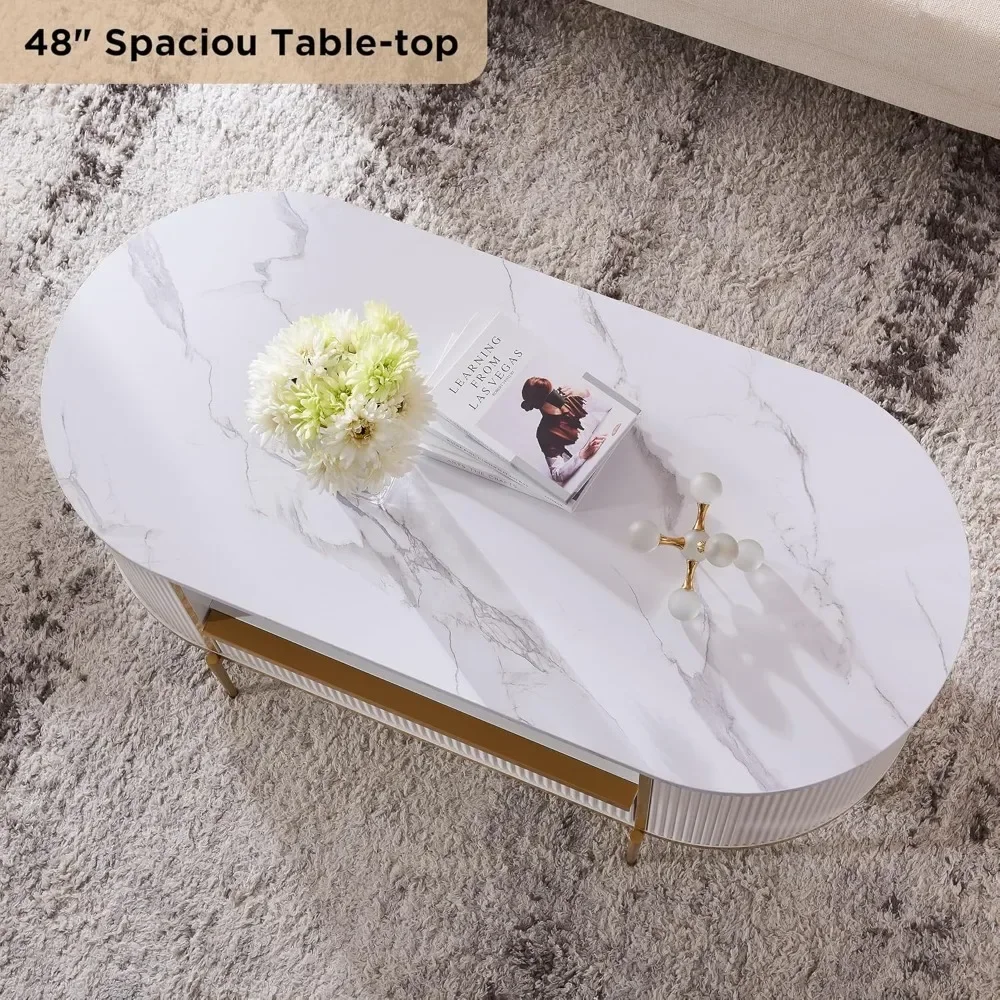 Modern Luxury Fluted Coffee Table, 48