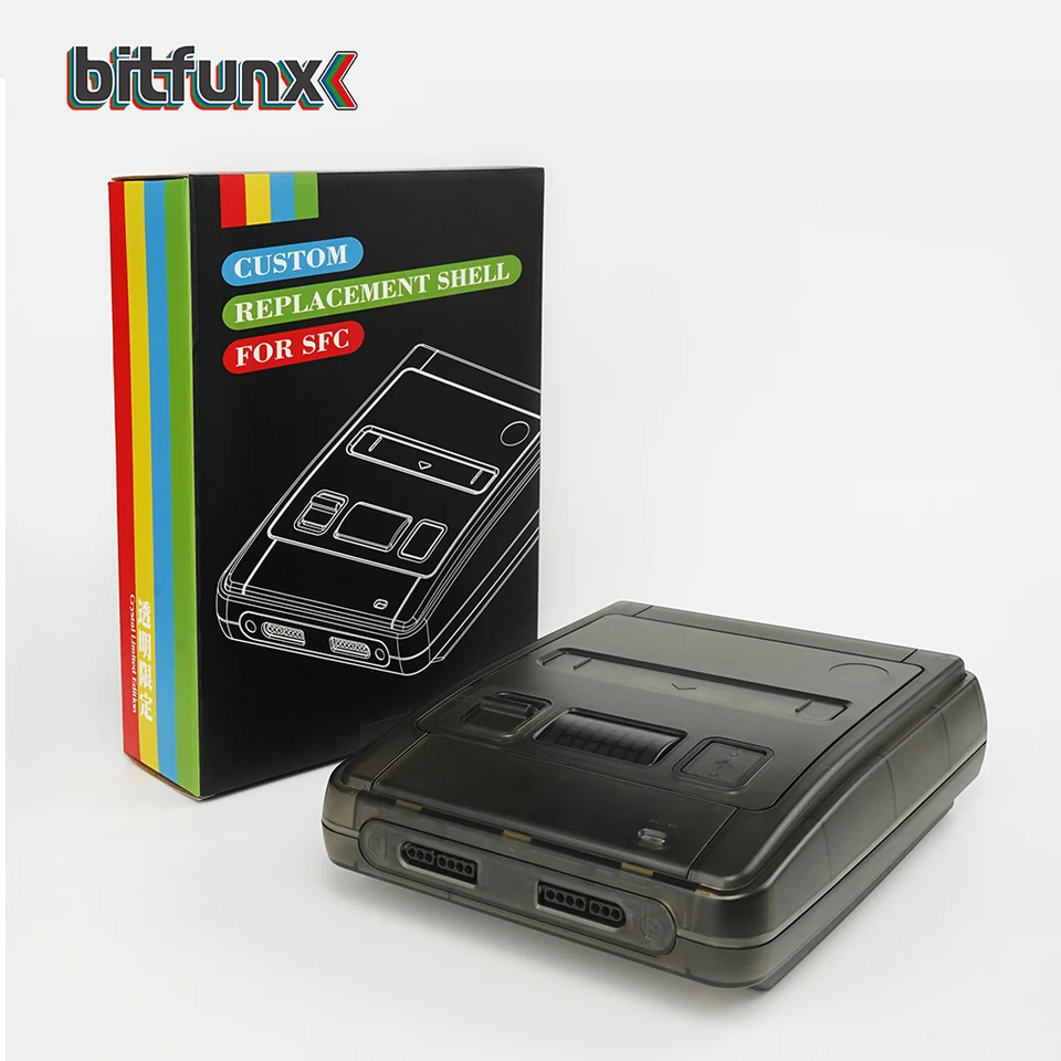 Bitfunx SFC 交換ケース透明シェルスーパーファミコンコンソール