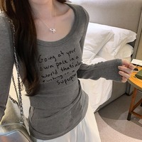 2025 Spring Pure Desire Pink Letter Printing Tops Women Y2K Sweet O-Neck Lone Sleeves Slim Tees Hottie Streetwear Casual Shirts