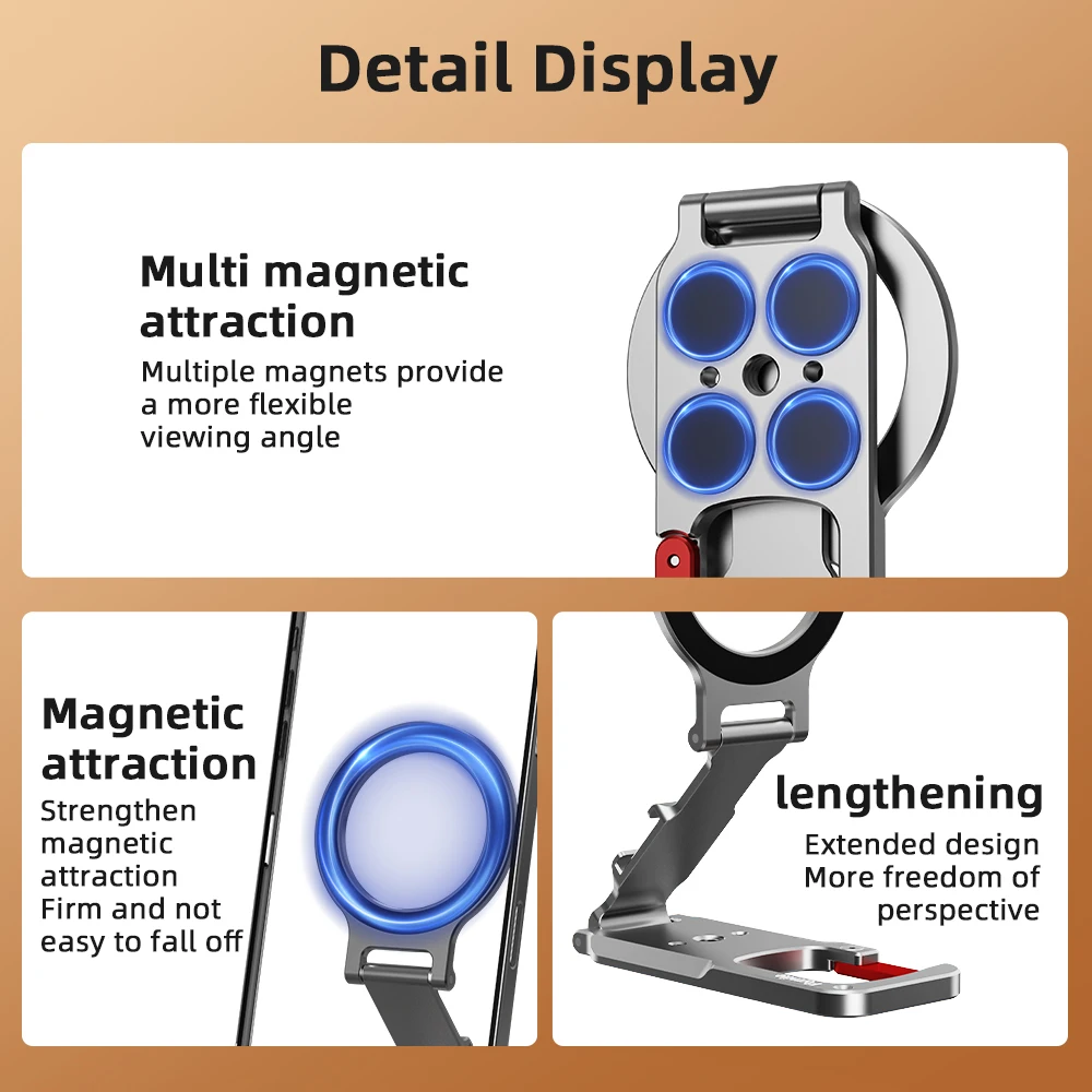 Flymile Magnetic Phone Holder Carabiner Mount for iphone 17 16 15 14 Accessories Handle Tripod Adapter Compatible with MagSafe view 6