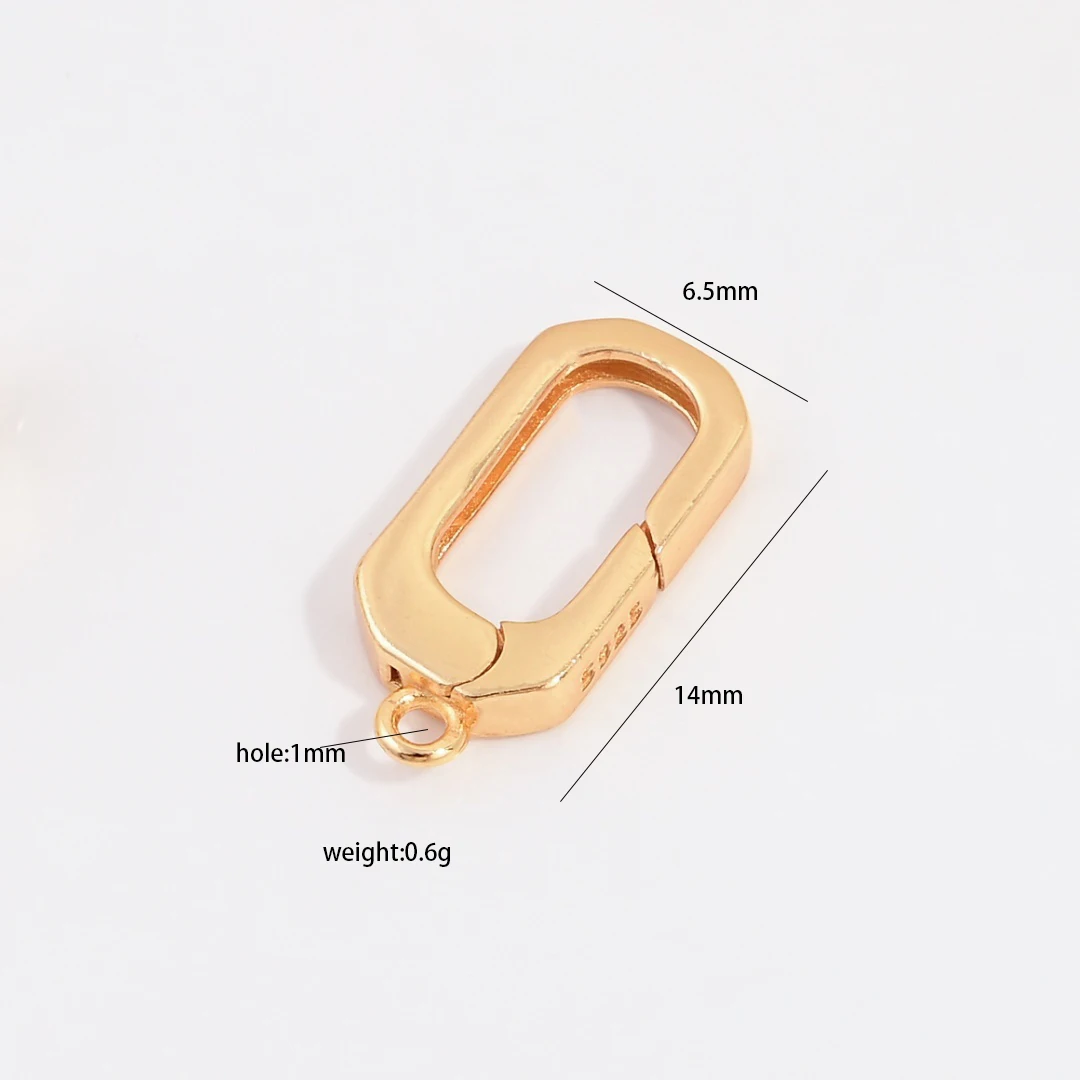 Cierre Universal Rectangular de plata de ley S925, pulsera y collar hechos a mano, Material de cierre de resorte SK149