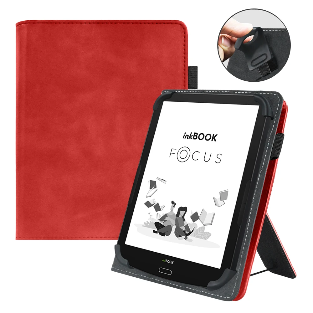 Universal 6 Inch E-book Cover with Hand Strap Case for Ritmix RBK-678FL RBK-677FL Painted Case Handheld Bracket Magnetic Cover