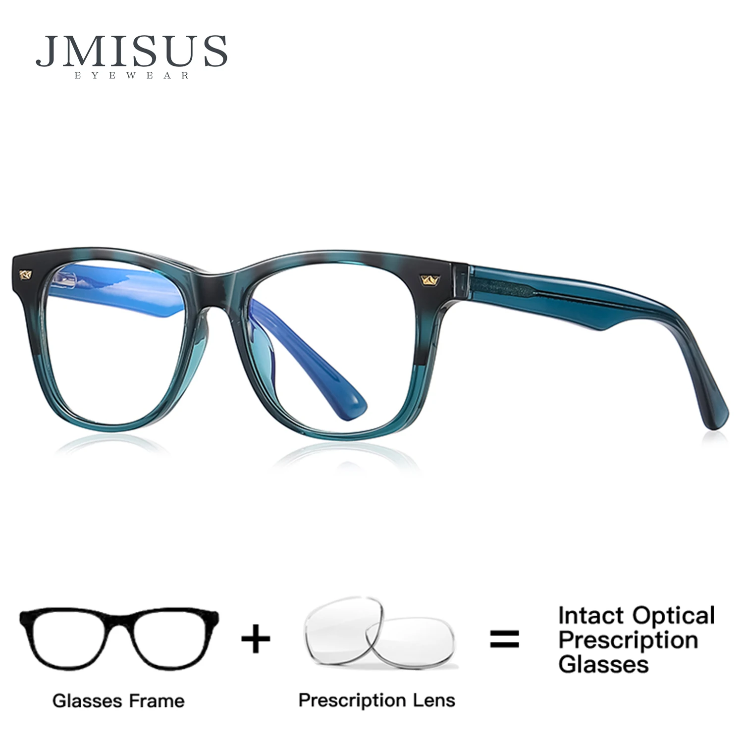 JMISUS Teenagers Custom Square Prescription Glasses Fashion Photochromic Myopia Correction Spring Hinge Myopia Eyewear
