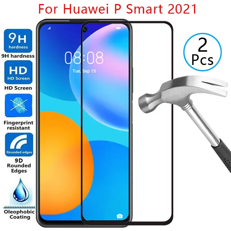 9D Screen Protector Tempered Glass Case For Huawei P Smart 2021 Cover On Psmart2021 Psmart Smar Samrt Protective Phone Coque Bag