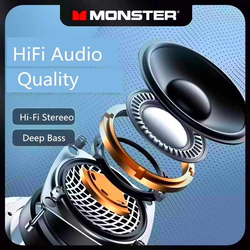 Monster Open Ear MH22176 TWS Wireless Bluetooth 5.3 Earphone Sports Earhook Headsets with Mic HiFi Stereo Bas Noise Earphones