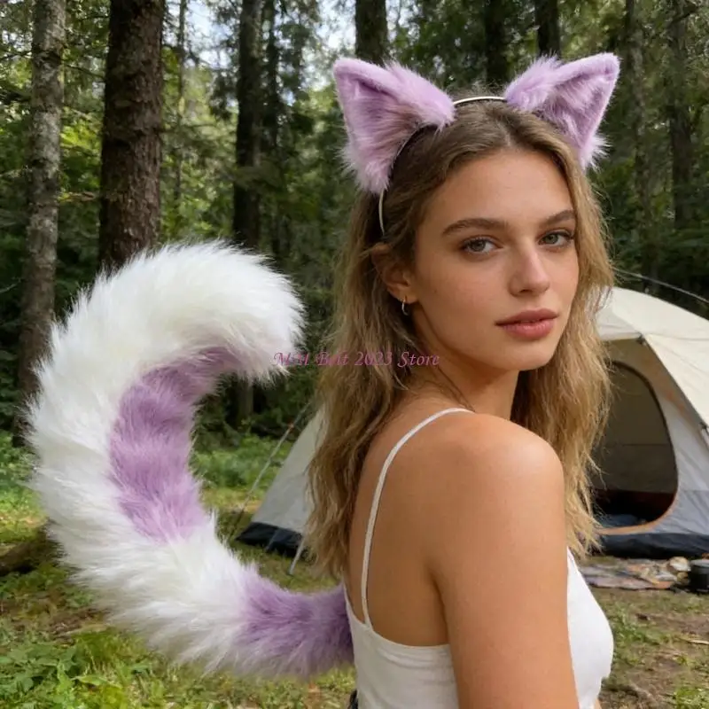 49ME Detailed Faux Furs Animal Ear And Tail Set For Character Dressing Up